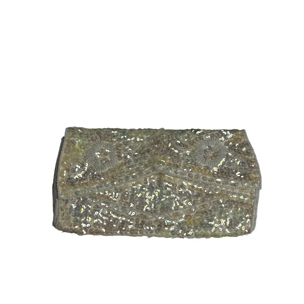 VTG 50s La Regale Beaded Sequin Clutch Evening Bag Handbag Small Bridal Coquette